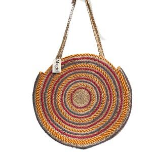 NEW Magid Beach Bag Circle Woven Jute Oversized Shoulder HANDMADE Large Round
